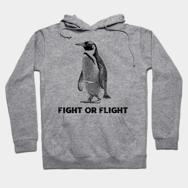 Fight or Flight Funny Penguin Hoodie by kanystiden